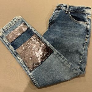 Zara low rise sequin jeans